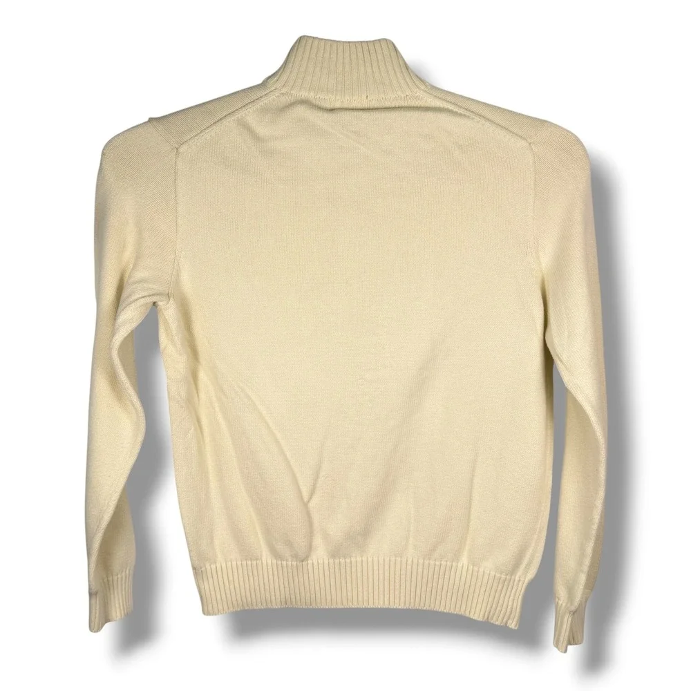 Polo Ralph Lauren Quarter Zip Men XL Cream Ivory Classic Cotton Knit Pullover